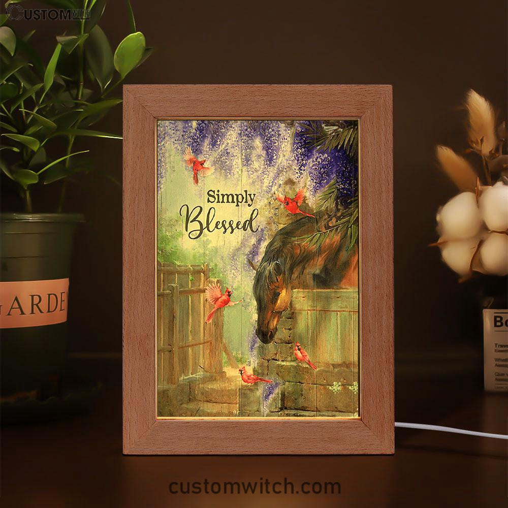 Simply Blessed Dream Horse Red Cardinal Frame Lamp Print - Inspirational Frame Lamp Art - Christian Art Home Decor