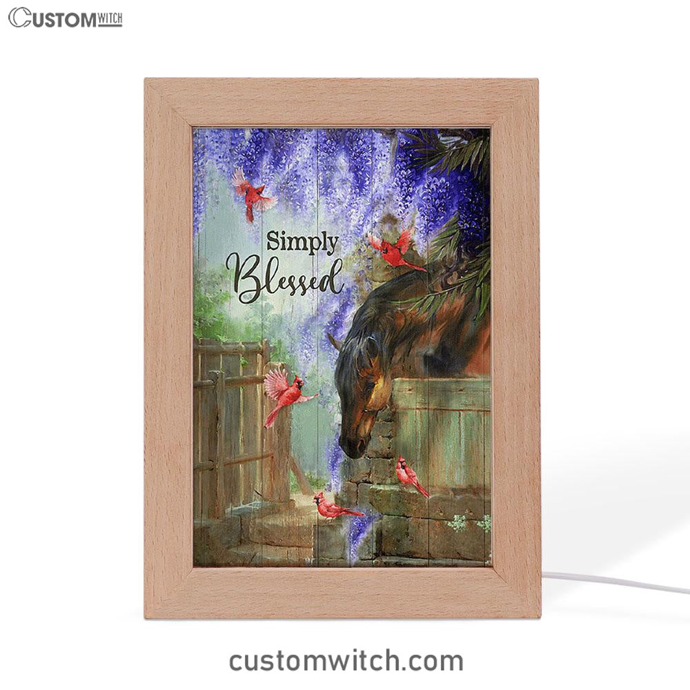 Simply Blessed Dream Horse Red Cardinal Frame Lamp Print - Inspirational Frame Lamp Art - Christian Art Home Decor