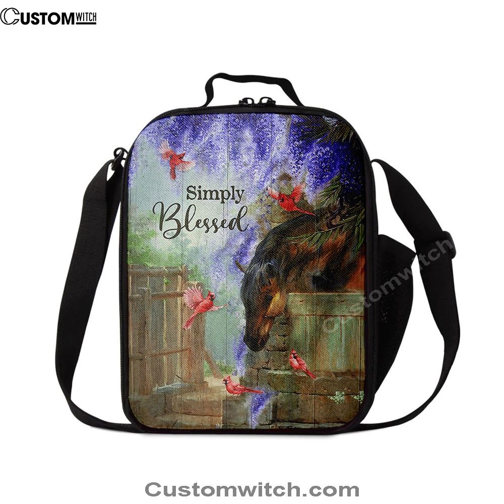 Simply Blessed Dream Horse Red Cardinal Lunch Bag, Bible Verse Lunch Bag For Men And Women