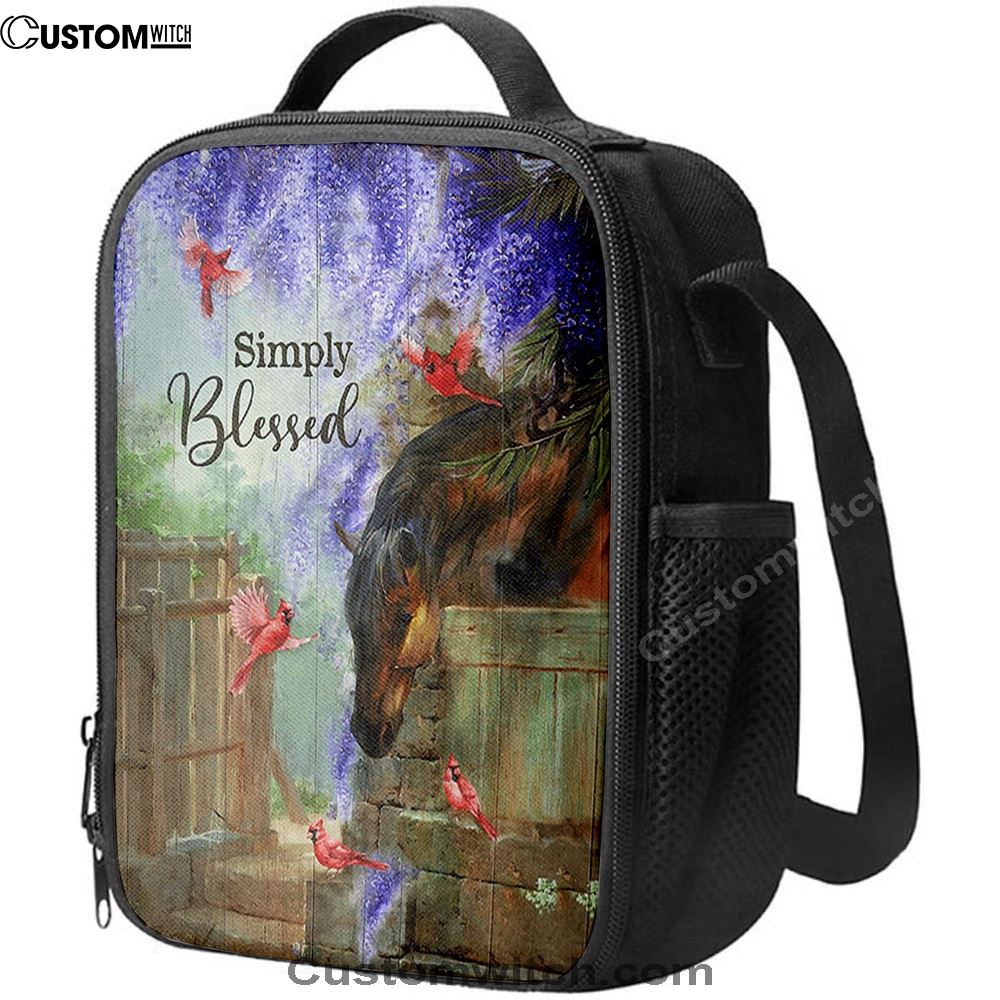 Simply Blessed Dream Horse Red Cardinal Lunch Bag, Bible Verse Lunch Bag For Men And Women