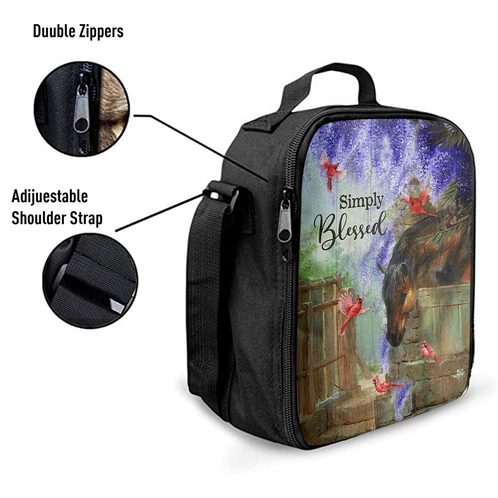 Simply Blessed Dream Horse Red Cardinal Lunch Bag, Bible Verse Lunch Bag For Men And Women