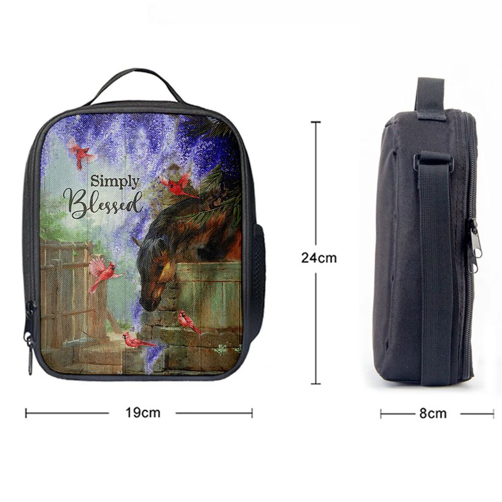 Simply Blessed Dream Horse Red Cardinal Lunch Bag, Bible Verse Lunch Bag For Men And Women