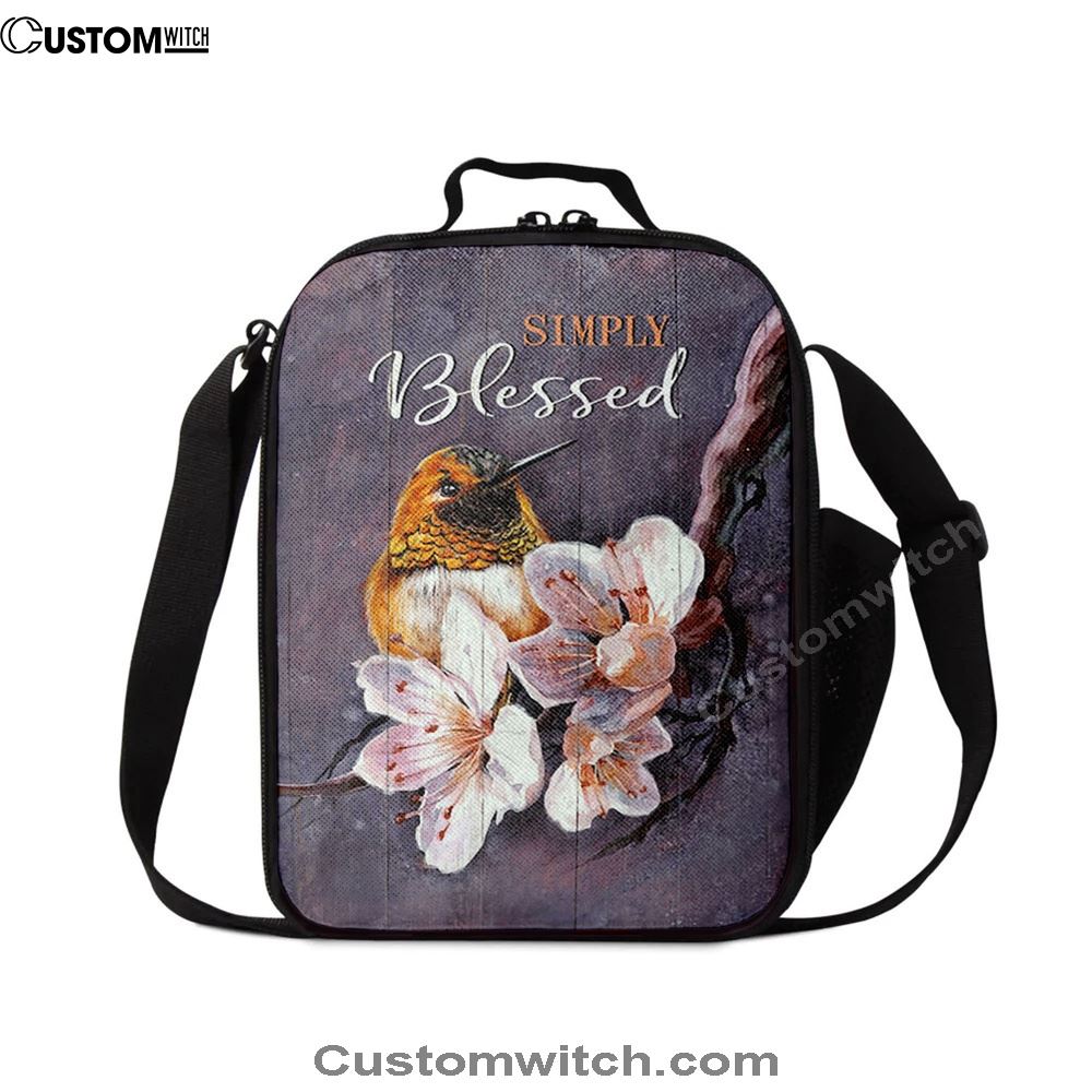 Simply Blessed Flower Yellow Hummingbird Lunch Bag, Bible Verse Lunch Bag For Men And Women