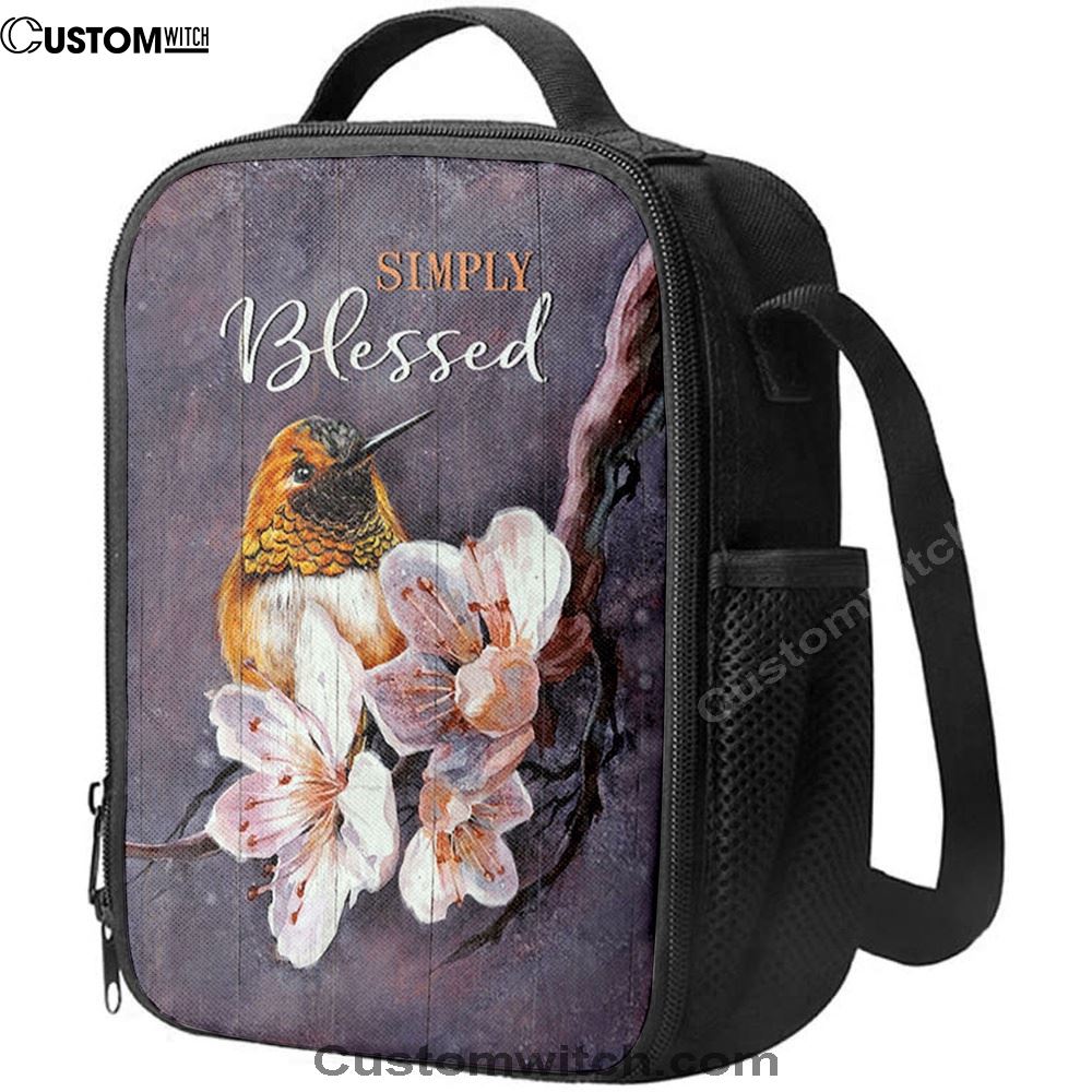 Simply Blessed Flower Yellow Hummingbird Lunch Bag, Bible Verse Lunch Bag For Men And Women