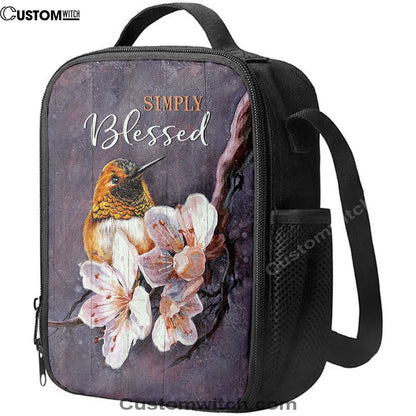 Simply Blessed Flower Yellow Hummingbird Lunch Bag, Bible Verse Lunch Bag For Men And Women