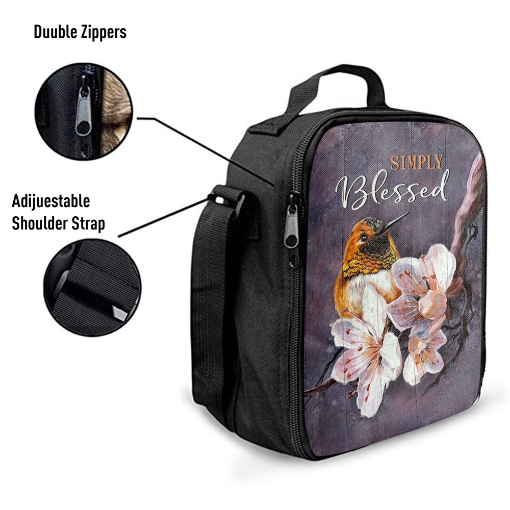 Simply Blessed Flower Yellow Hummingbird Lunch Bag, Bible Verse Lunch Bag For Men And Women