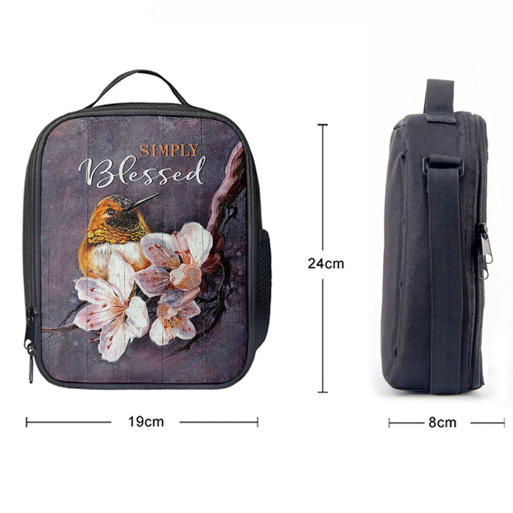 Simply Blessed Flower Yellow Hummingbird Lunch Bag, Bible Verse Lunch Bag For Men And Women