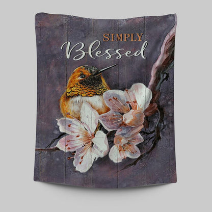 Simply Blessed Flower Yellow Hummingbird Tapestry Wall Art - Bible Verse Tapestry Art - Inspirational Art -  Christian Indoor Wall Tapestries