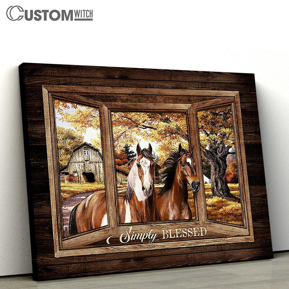 Simply Blessed Horse Canvas Wall Art - Bible Verse Canvas - Religious Prints