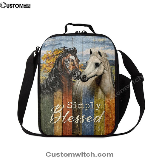 Simply Blessed Horse Couple Lunch Bag, Bible Verse Lunch Bag For Men And Women