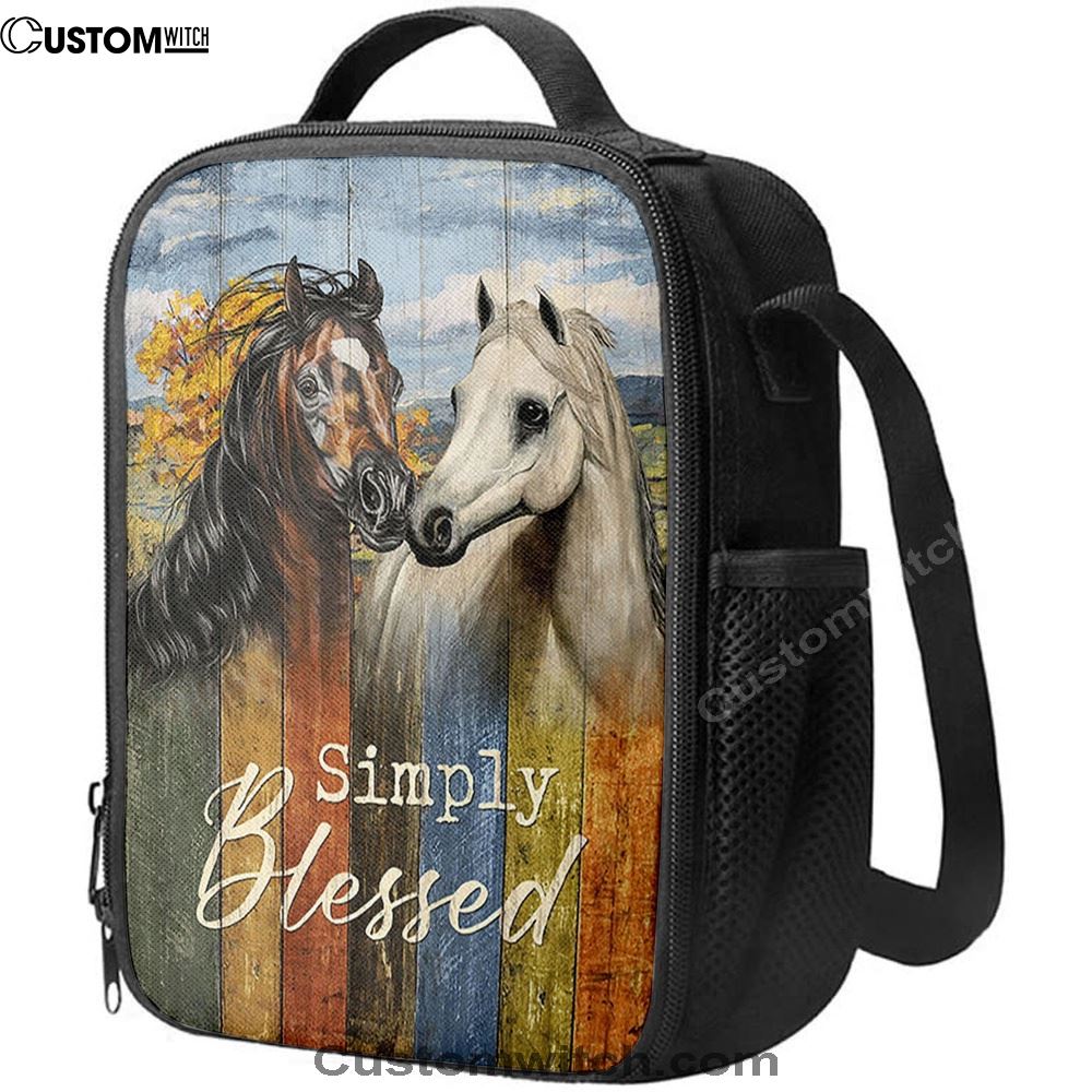 Simply Blessed Horse Couple Lunch Bag, Bible Verse Lunch Bag For Men And Women