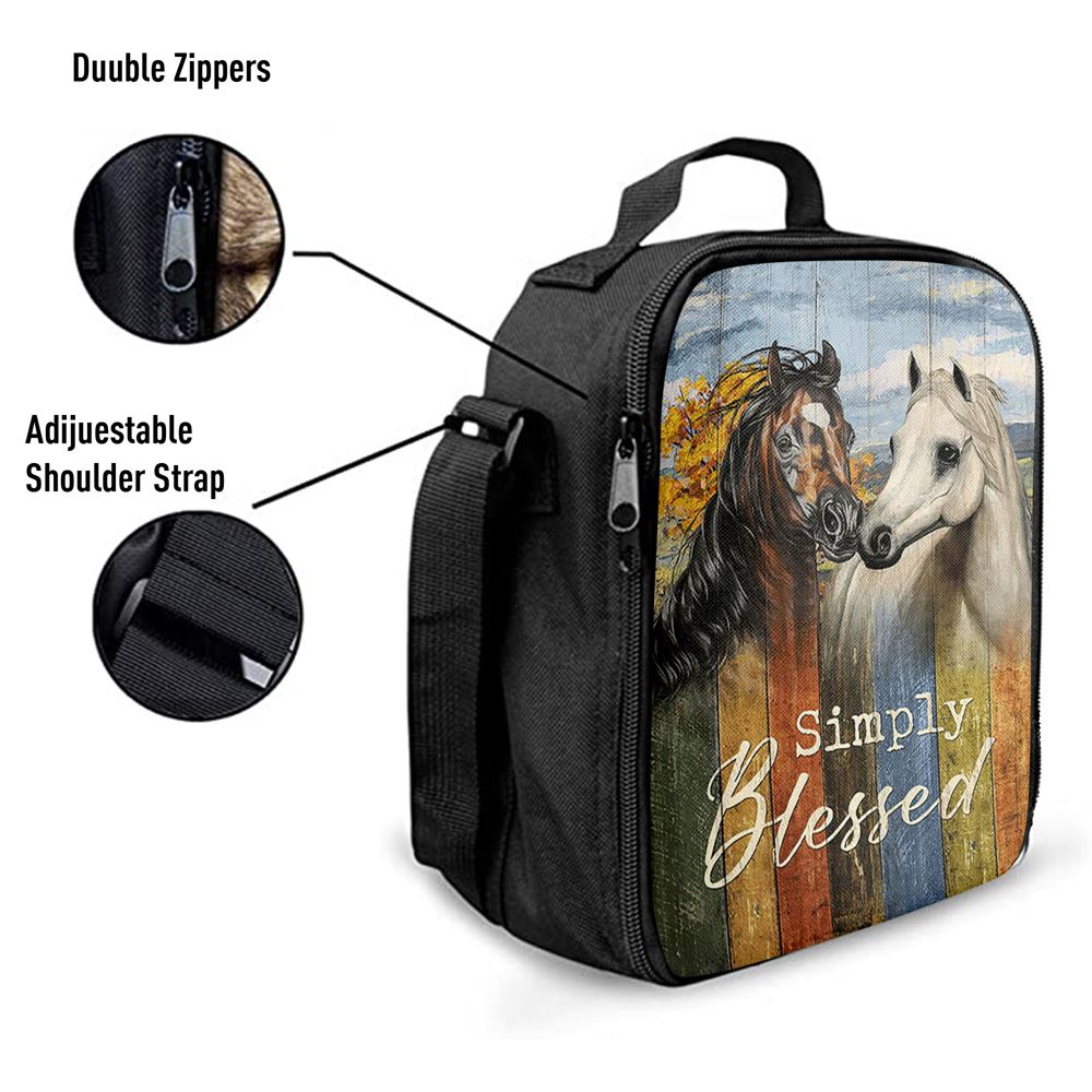 Simply Blessed Horse Couple Lunch Bag, Bible Verse Lunch Bag For Men And Women