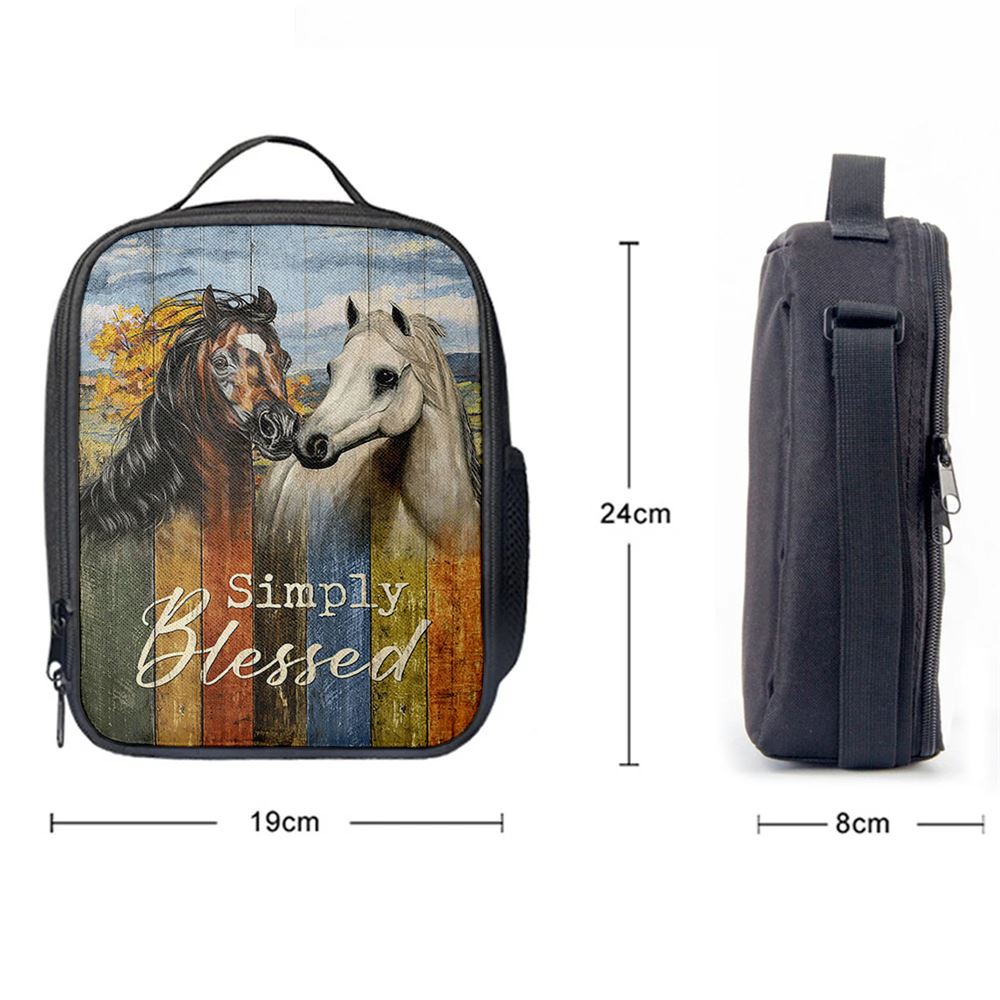Simply Blessed Horse Couple Lunch Bag, Bible Verse Lunch Bag For Men And Women