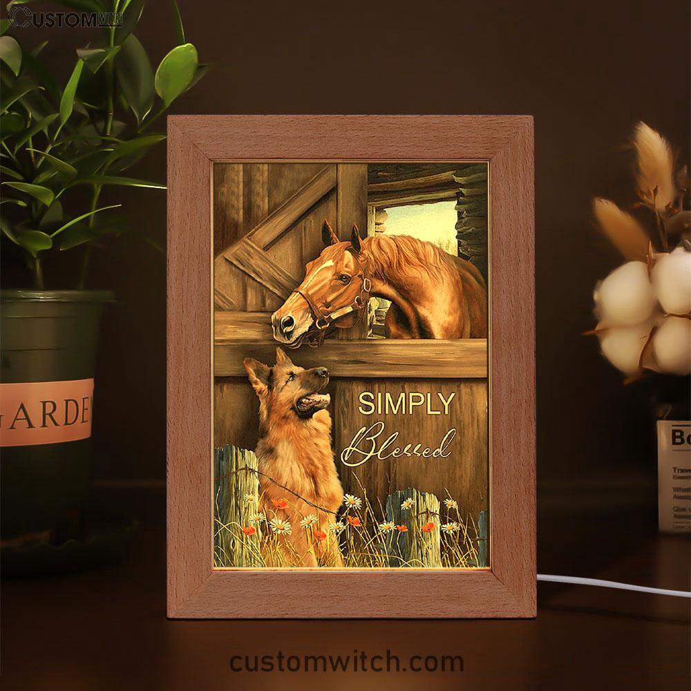 Simply Blessed Horse German Shepherd Frame Lamp Print - Inspirational Frame Lamp Art - Christian Art Home Decor