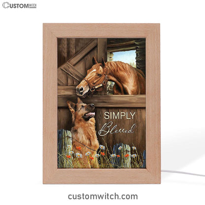 Simply Blessed Horse German Shepherd Frame Lamp Print - Inspirational Frame Lamp Art - Christian Art Home Decor