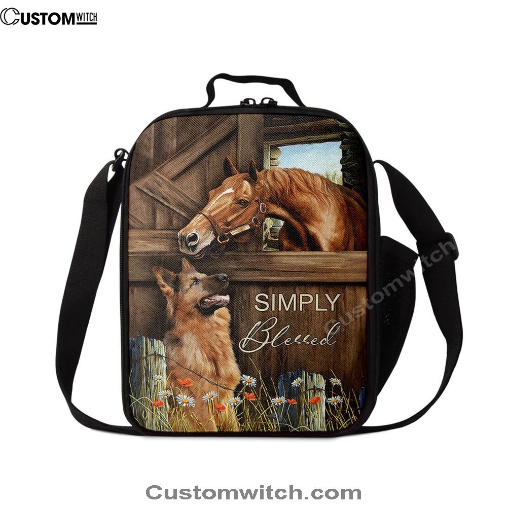 Simply Blessed Horse German Shepherd Lunch Bag, Bible Verse Lunch Bag For Men And Women