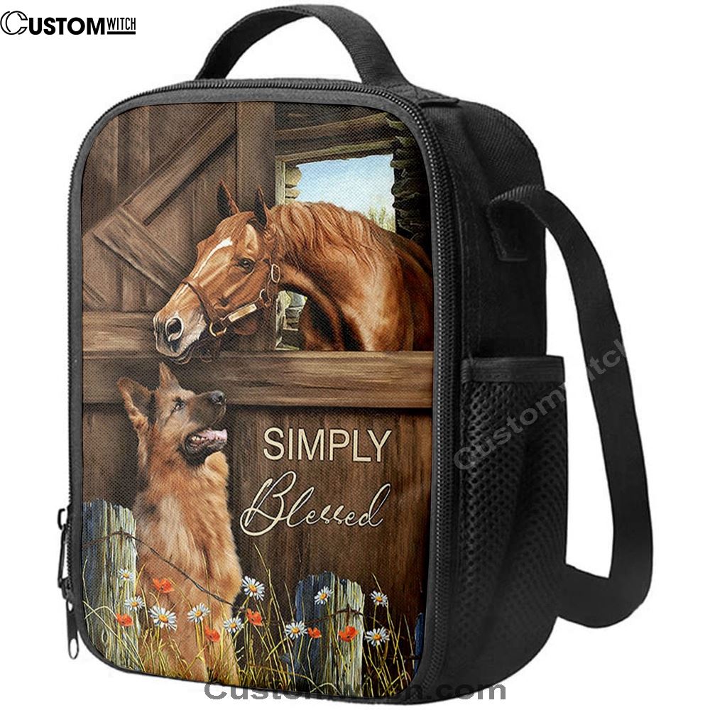 Simply Blessed Horse German Shepherd Lunch Bag, Bible Verse Lunch Bag For Men And Women