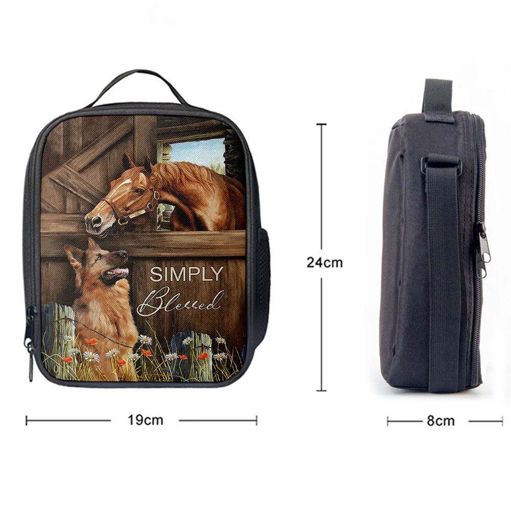 Simply Blessed Horse German Shepherd Lunch Bag, Bible Verse Lunch Bag For Men And Women