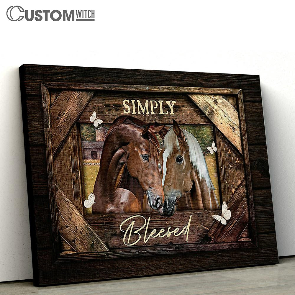 Simply Blessed Quarter Horse Butterfly Wall Art Canvas - Christian Wall Decor - Gifts For Horse Lovers