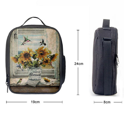 Simply Blessed Sunflower Hummingbird Lunch Bag, Bible Verse Lunch Bag For Men And Women