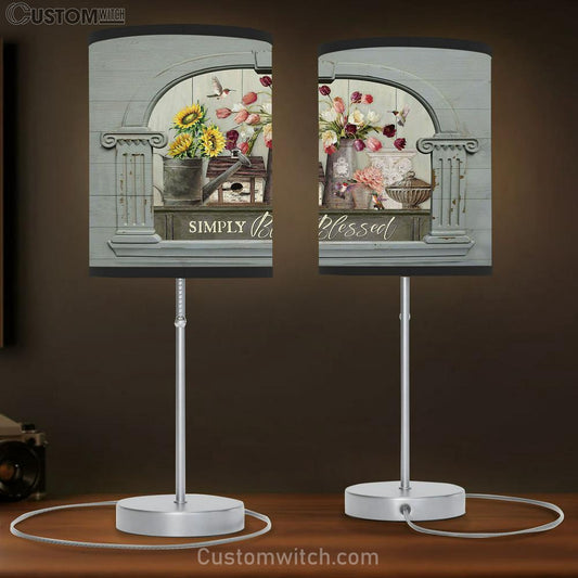 Simply Blessed Tulip Sunflower Hummingbird Table Lamb Art - Bible Verse Lamb Gift - Christian Bedroom Decor