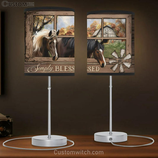 Simply Blessed Two Horses Window Table Lamb Prints - Christian Lamb Gift - Religious Home Decor