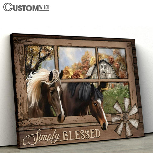 Simply Blessed Two Horses Window Canvas Prints - Christian Wall Art - Religious Home Decor