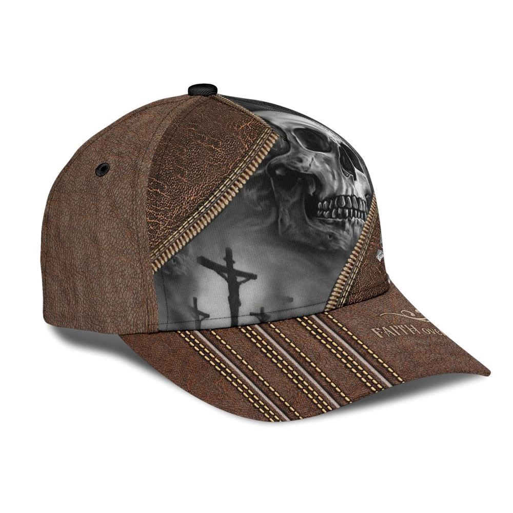 Skull Faith Over Fear Classic All Over Print Baseball Cap, God Cap, Gift Ideas For Male