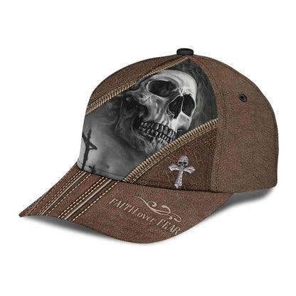 Skull Faith Over Fear Classic All Over Print Baseball Cap, God Cap, Gift Ideas For Male