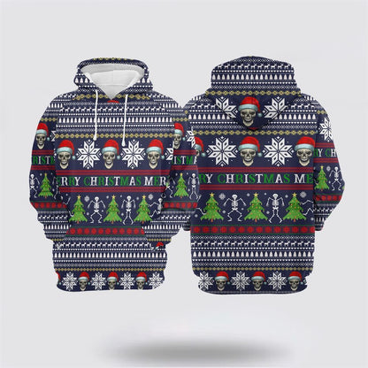 Skull Merry Christmas All Over Print 3D Hoodie For Men & Women, Christmas Hoodie Cute, Christmas Gift, Christmas Fashion