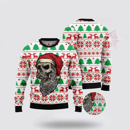 Skull Santa Claus Costume Ugly Christmas Sweater, Best Gift For Holiday, Christmas Crewneck Sweater, Christmas Winter Fashion