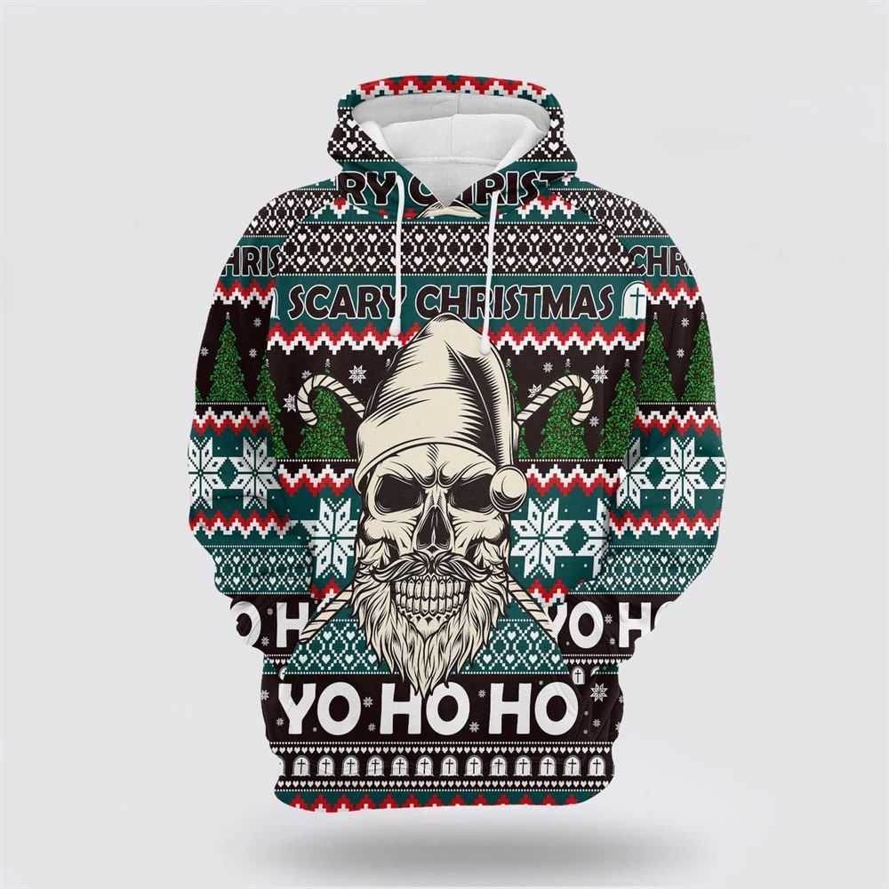 Skull Scary Christmas All Over Print 3D Hoodie For Men & Women, Christmas Hoodie Cute, Christmas Gift, Christmas Fashion