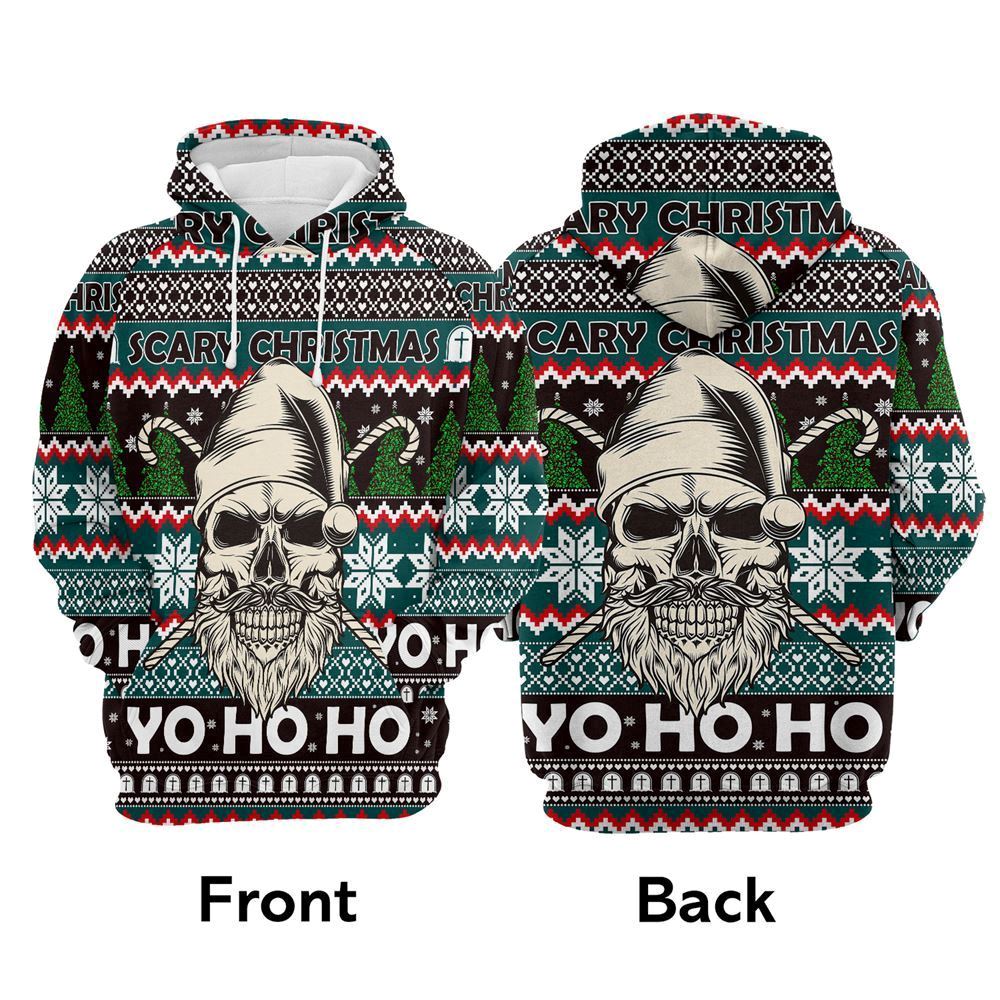 Skull Scary Christmas All Over Print 3D Hoodie For Men & Women, Christmas Hoodie Cute, Christmas Gift, Christmas Fashion