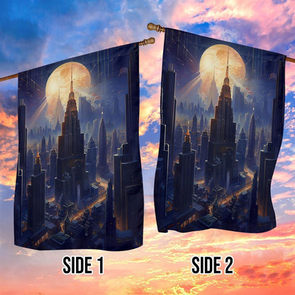 Skyscraper Silhouettes Yuletide's Luminous Tale Flag, Christmas Garden Flag, Home Decor Accessories, Christmas Outdoor Decor Ideas