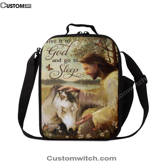 Sleeping Horse And Jesus Lunch Bag - Give It To God And Go To Sleep Lunch Bags, Bible Verse Lunch Bag For Men And Women