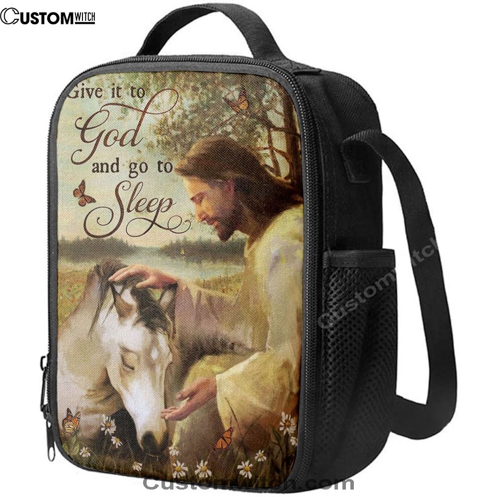 Sleeping Horse And Jesus Lunch Bag - Give It To God And Go To Sleep Lunch Bags, Bible Verse Lunch Bag For Men And Women