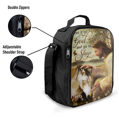 Sleeping Horse And Jesus Lunch Bag - Give It To God And Go To Sleep Lunch Bags, Bible Verse Lunch Bag For Men And Women
