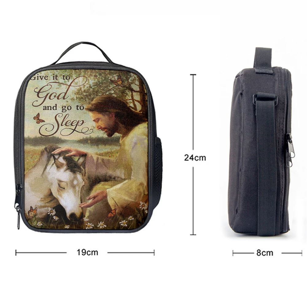 Sleeping Horse And Jesus Lunch Bag - Give It To God And Go To Sleep Lunch Bags, Bible Verse Lunch Bag For Men And Women