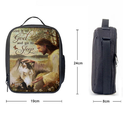 Sleeping Horse And Jesus Lunch Bag - Give It To God And Go To Sleep Lunch Bags, Bible Verse Lunch Bag For Men And Women