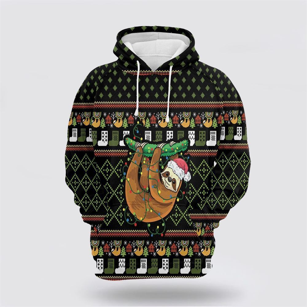 Sloth Christmas All Over Print 3D Hoodie For Men & Women, Christmas Hoodie Cute, Christmas Gift, Christmas Fashion