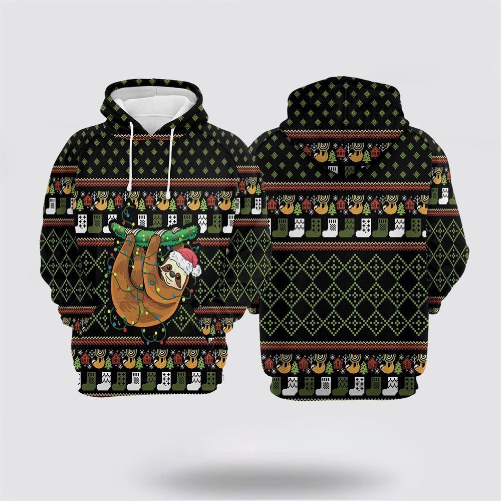 Sloth Christmas All Over Print 3D Hoodie For Men & Women, Christmas Hoodie Cute, Christmas Gift, Christmas Fashion