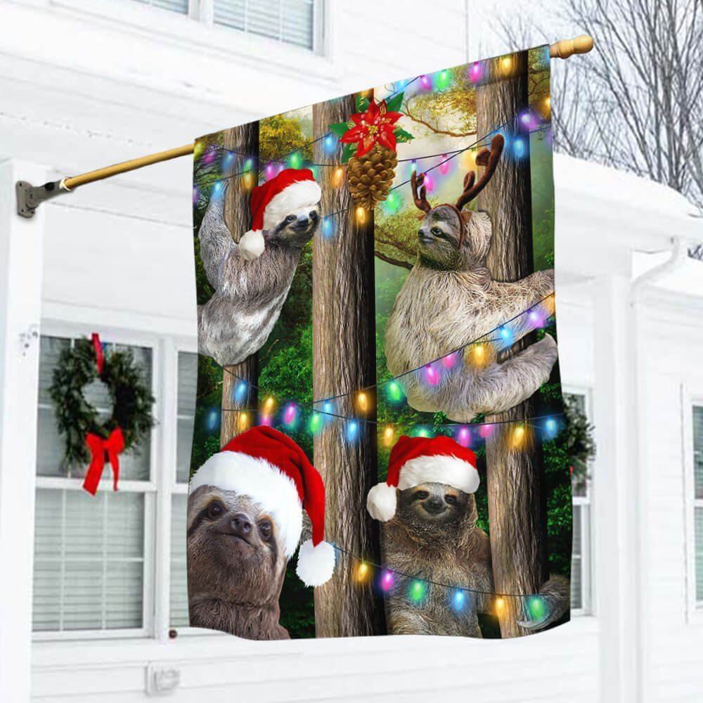 Sloth Christmas Flag Flag, Christmas Garden Flag, Home Decor Accessories, Christmas Outdoor Decor Ideas