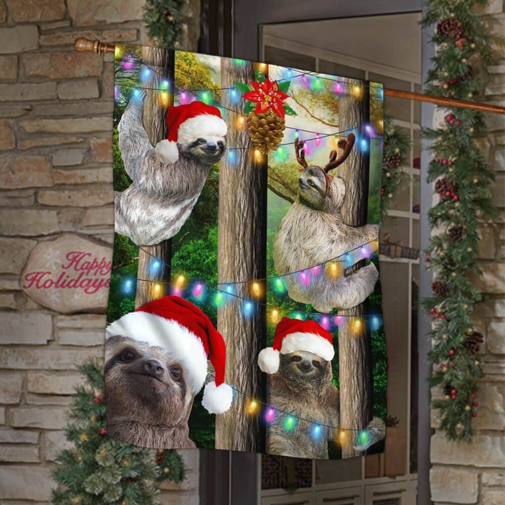 Sloth Christmas Flag Flag, Christmas Garden Flag, Home Decor Accessories, Christmas Outdoor Decor Ideas