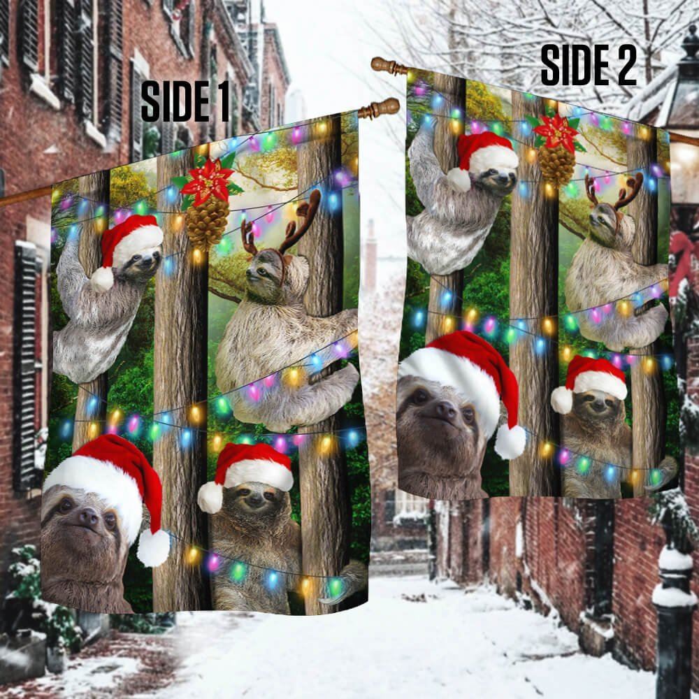 Sloth Christmas Flag Flag, Christmas Garden Flag, Home Decor Accessories, Christmas Outdoor Decor Ideas