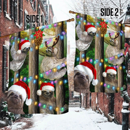 Sloth Christmas Flag Flag, Christmas Garden Flag, Home Decor Accessories, Christmas Outdoor Decor Ideas