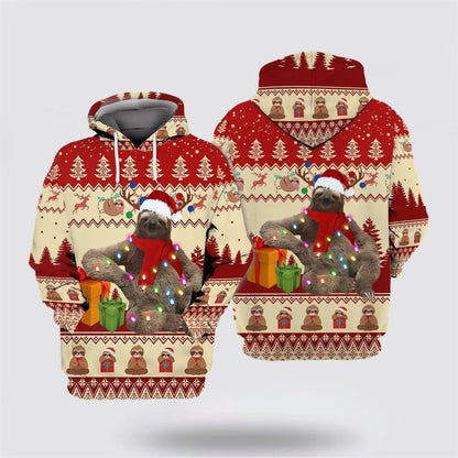 Sloth Merry Christmas All Over Print 3D Hoodie For Men & Women, Christmas Hoodie Cute, Christmas Gift, Christmas Fashion