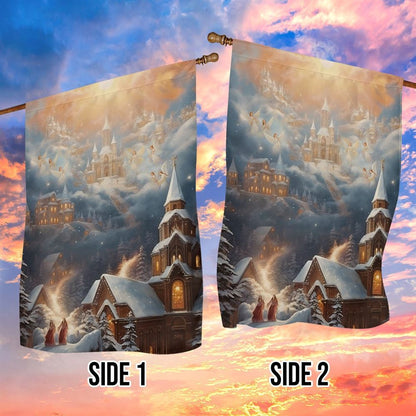 Snow Cloaked Cathedrals And Angelic Serenades Flag, Christmas Angel Garden Flag, Christmas Outdoor Decor Ideas