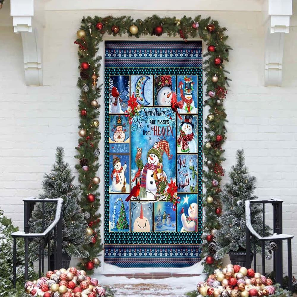 Snowflakes Are Kisses From Heaven Door Cover, Christmas Door Knob Covers, Christmas Outdoor Decoration