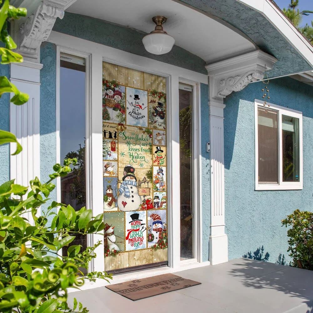 Snowflakes Are Kisses from Heaven Door Cover, Snowman Door Cover, Christmas Door Knob Covers, Christmas Outdoor Decoration