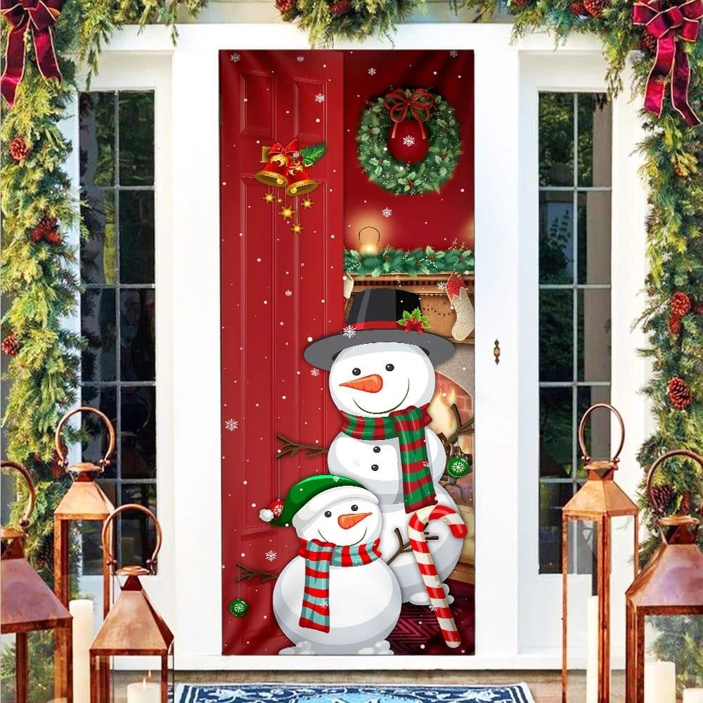 Snowman Christmas Is Coming Door Cover, Christmas Door Knob Covers, Christmas Outdoor Decoration